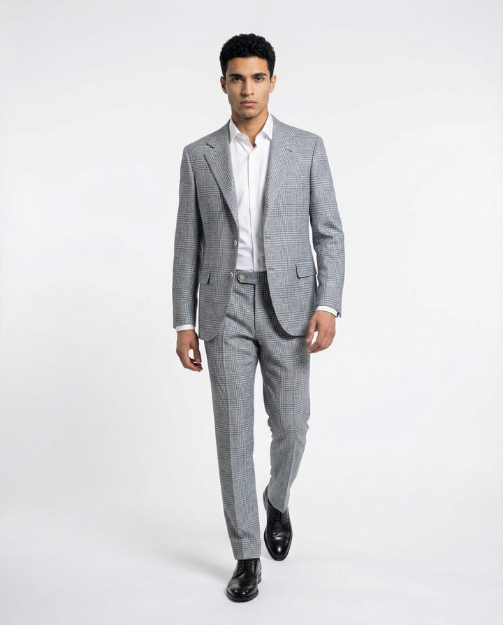 Brunello Cucinelli Light Blue Wool Two-Piece Suit
