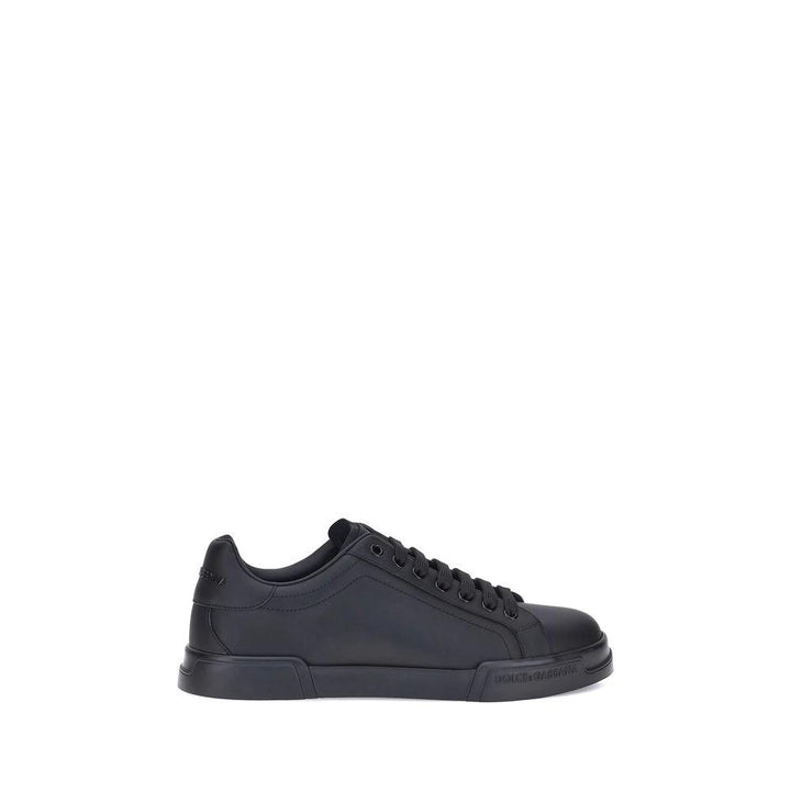 Dolce &amp; Gabbana Black Calf Leather Bos Taurus Low Top Sneakers