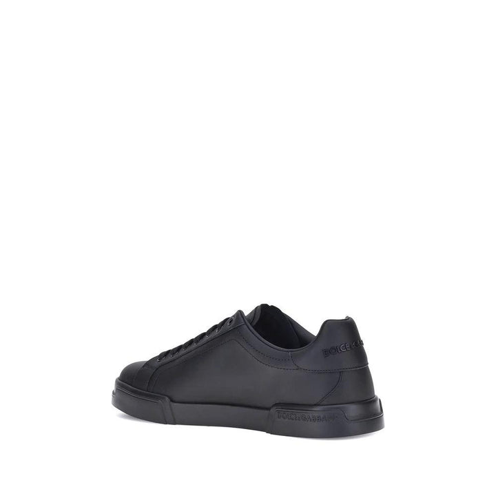 Dolce &amp; Gabbana Black Calf Leather Bos Taurus Low Top Sneakers