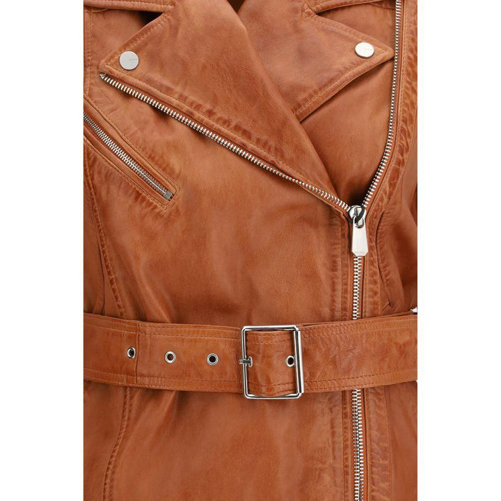 PINKO Sample Sale PINKO Brown Goatskin Sleveless Jacket - | Designer outlet