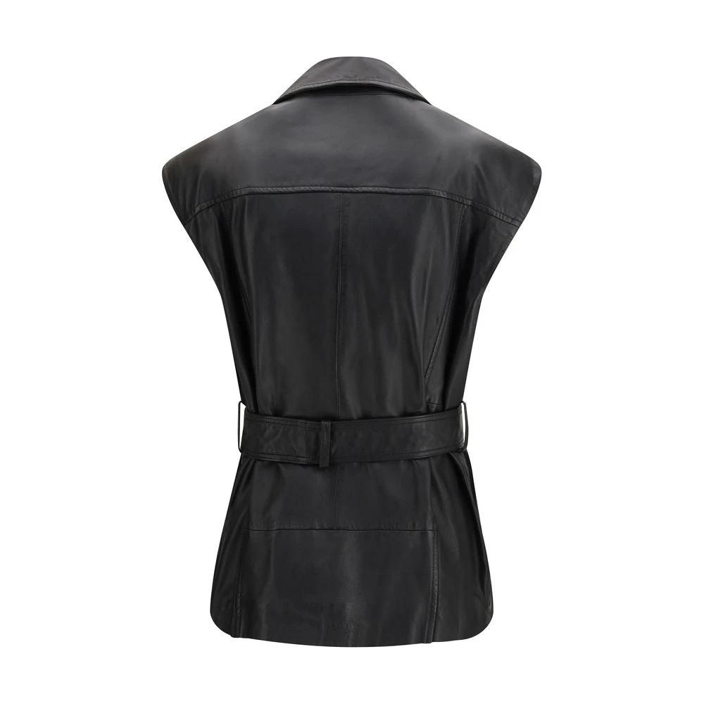 PINKO Sample Sale PINKO Black Goatskin Sleveless Jacket - | Designer outlet