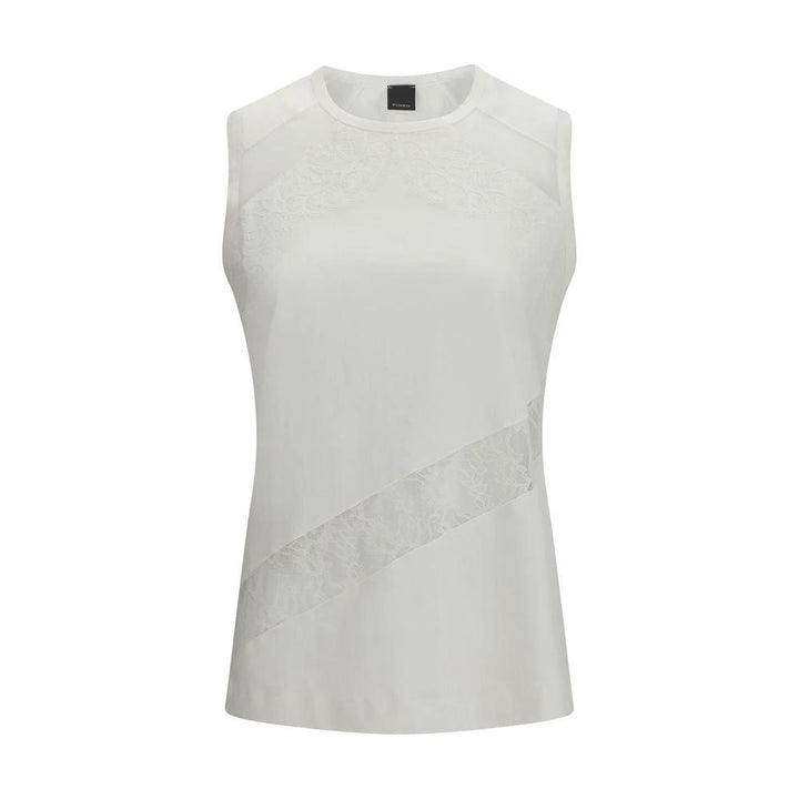 PINKO White Cotton Sleeveles T-Shirt