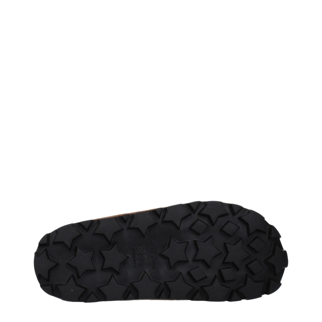 Miu Miu Sample Sale Miu Miu Brown Leather Slippers - | Designer outlet