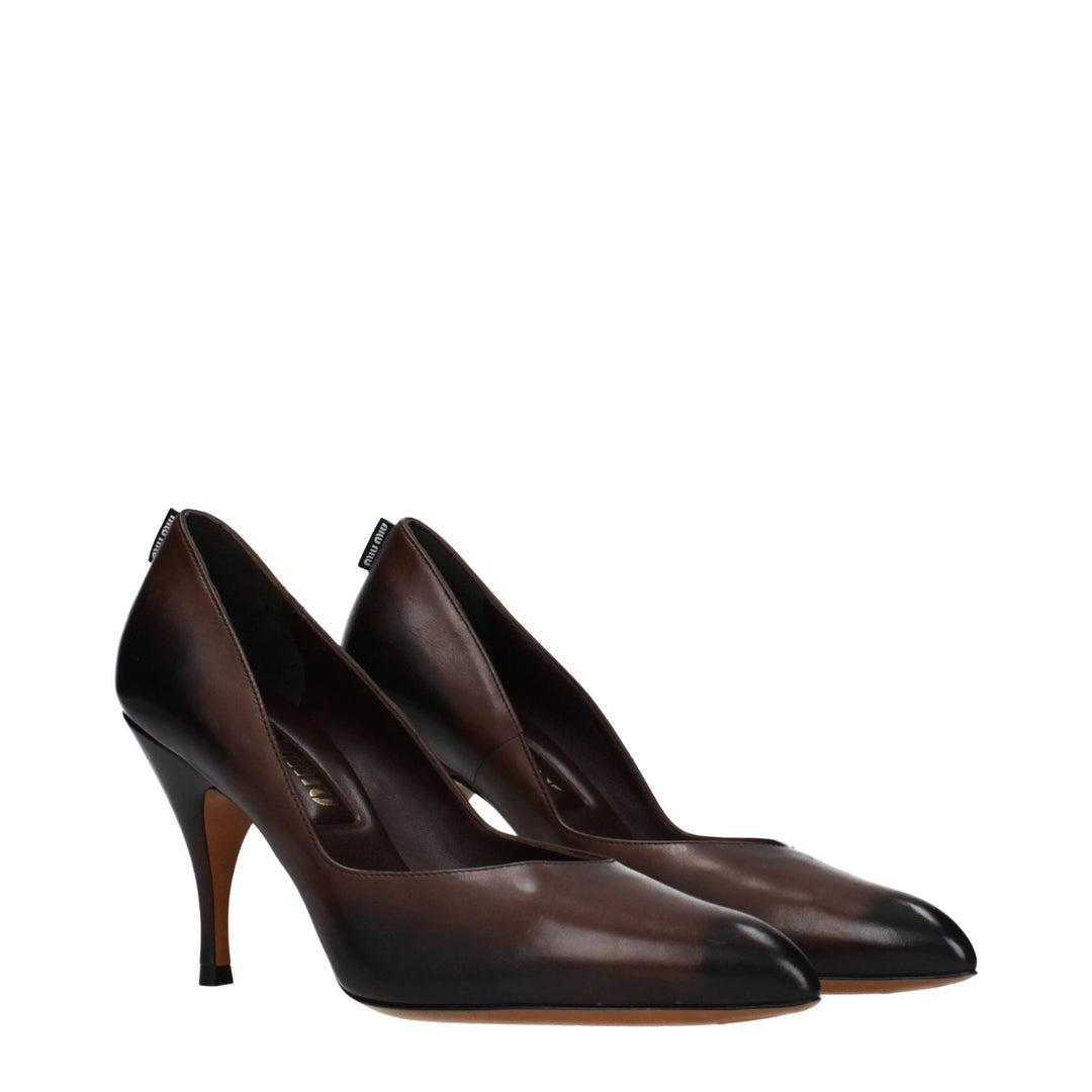 Miu Miu Sample Sale Miu Miu Brown Leather High Heel Pumps - | Designer outlet