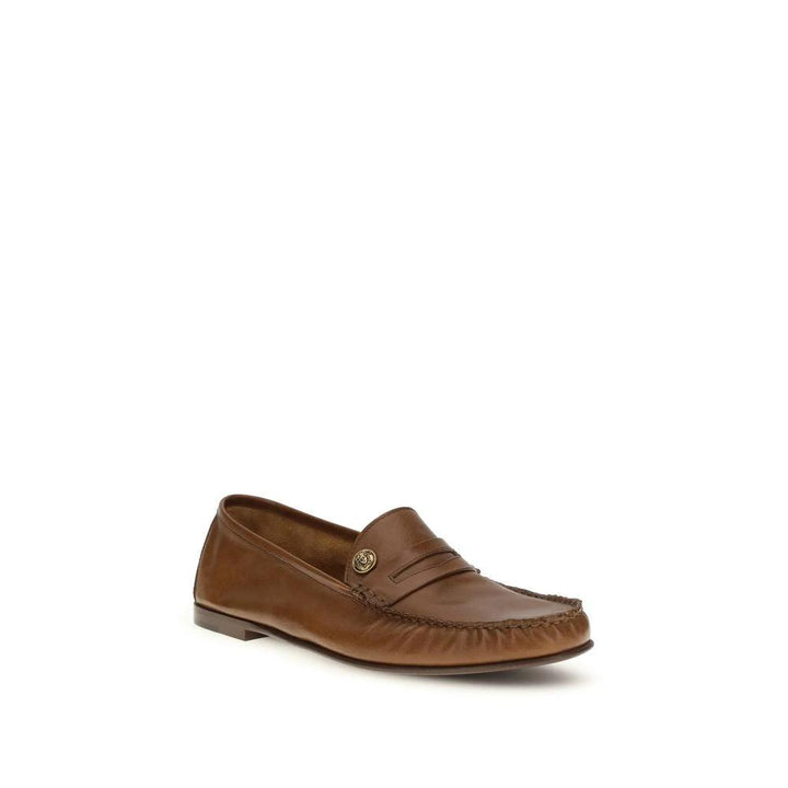 Versace Sample Sale Versace Brown Calf Leather Bos Taurus Slip-On Loafers - | Designer outlet