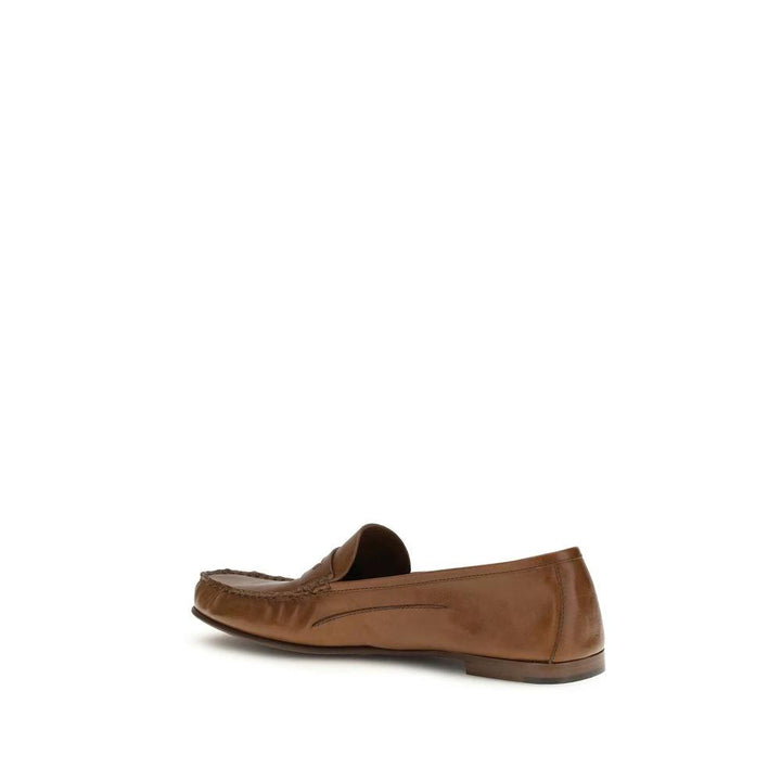 Versace Sample Sale Versace Brown Calf Leather Bos Taurus Slip-On Loafers - | Designer outlet