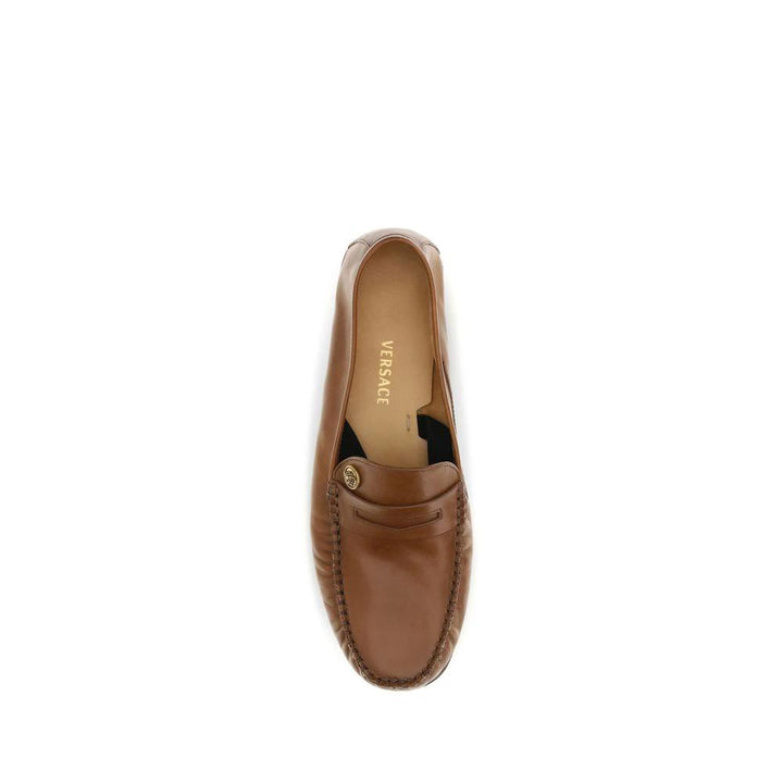 Versace Sample Sale Versace Brown Calf Leather Bos Taurus Slip-On Loafers - | Designer outlet