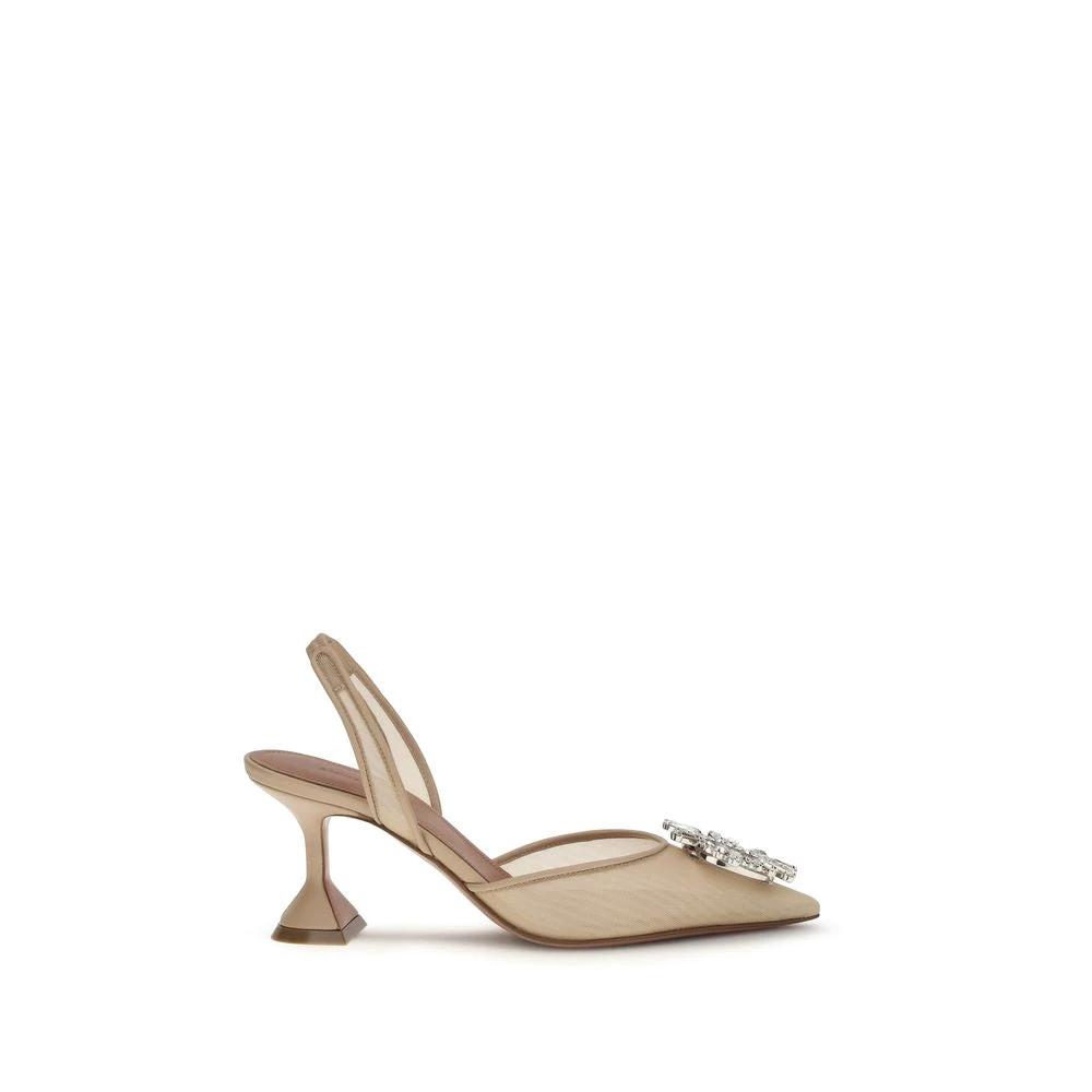 Amina Muaddi Sample Sale Amina Muaddi Beige Polyester Platform Pumps - | Designer outlet