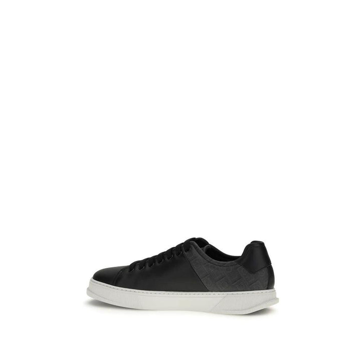 Ferragamo Sample Sale Ferragamo Black Calf Leather Bos Taurus Low Top Sneakers - | Designer outlet