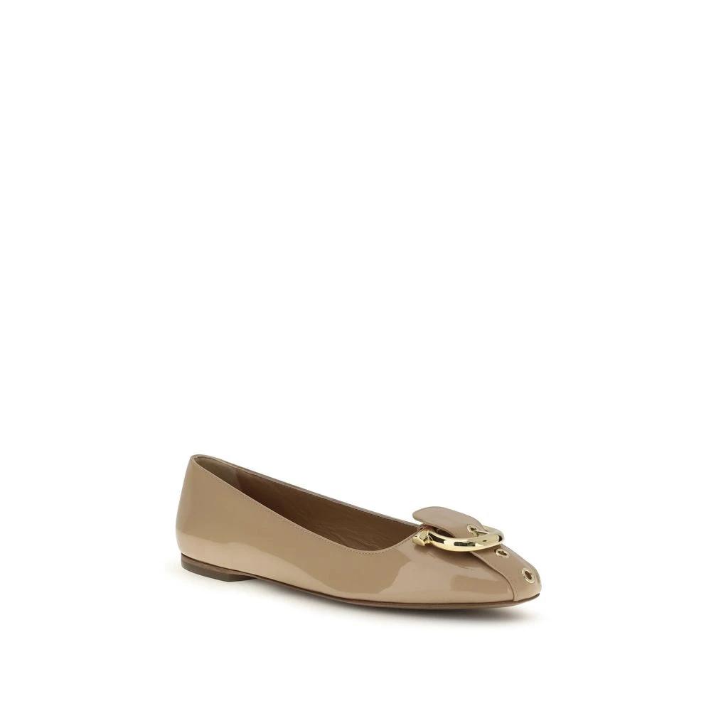 Ferragamo Sample Sale Ferragamo Beige Calf Leather Bos Taurus Ballet Flats - | Designer outlet