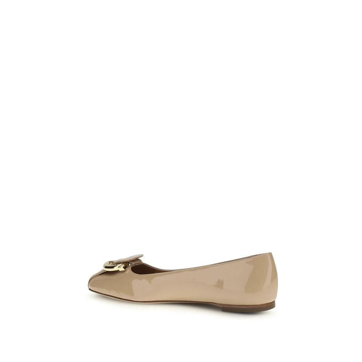 Ferragamo Sample Sale Ferragamo Beige Calf Leather Bos Taurus Ballet Flats - | Designer outlet
