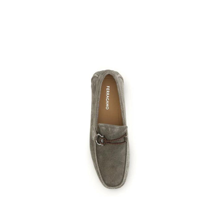 Ferragamo Sample Sale Ferragamo Gray Calf Leather Bos Taurus Slip-On Loafers - | Designer outlet