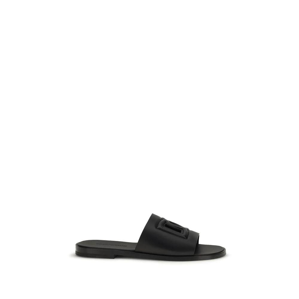 Dolce & Gabbana Sample Sale Dolce & Gabbana Black Calf Leather Bos Taurus Sandals - | Designer outlet