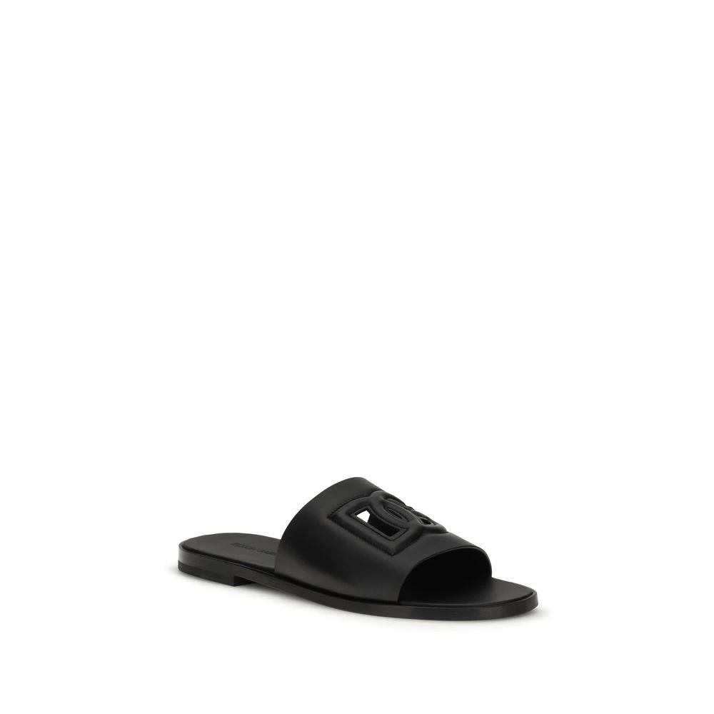 Dolce & Gabbana Sample Sale Dolce & Gabbana Black Calf Leather Bos Taurus Sandals - | Designer outlet