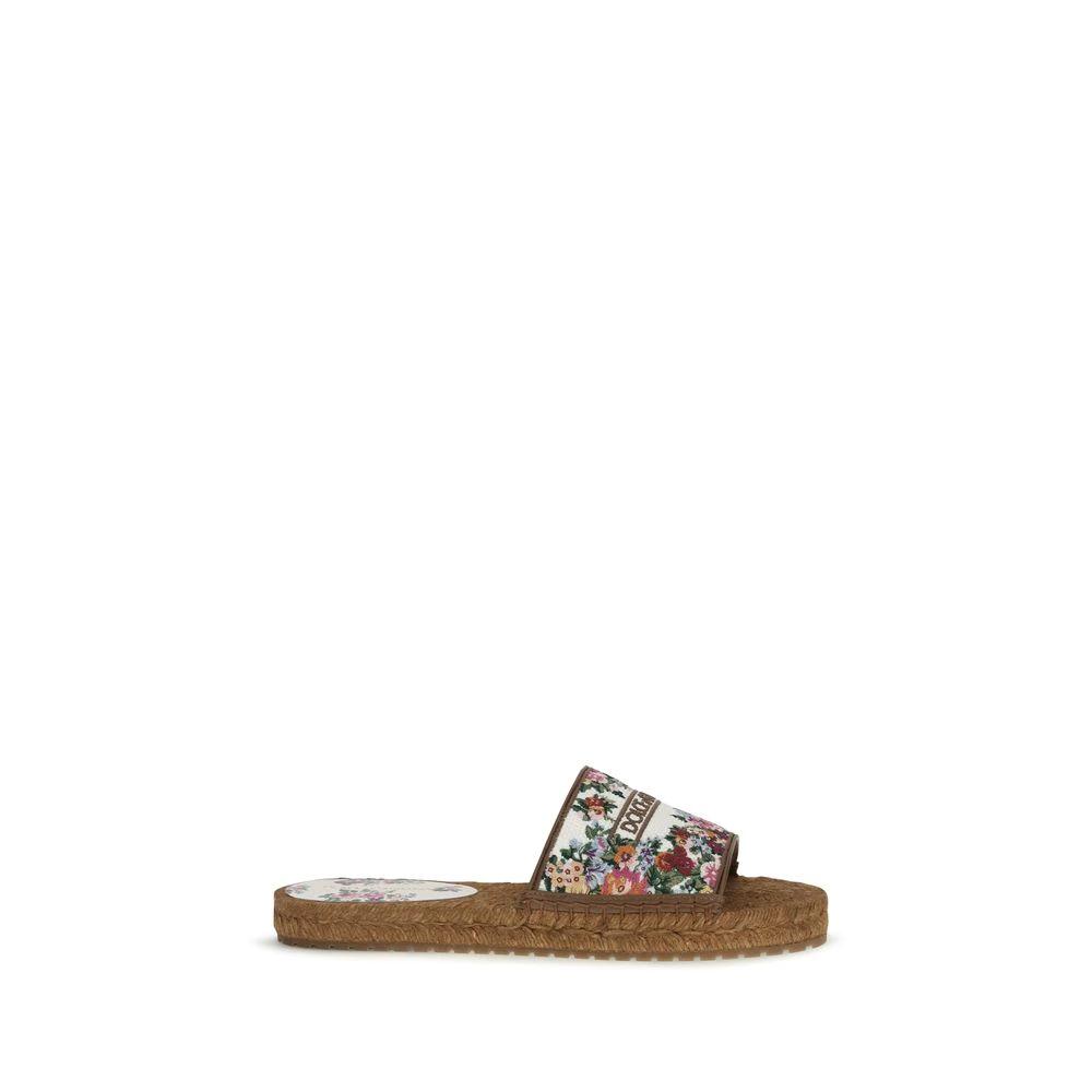 Dolce & Gabbana Sample Sale Dolce & Gabbana Multicolor Fabric Flat Sandals - | Designer outlet