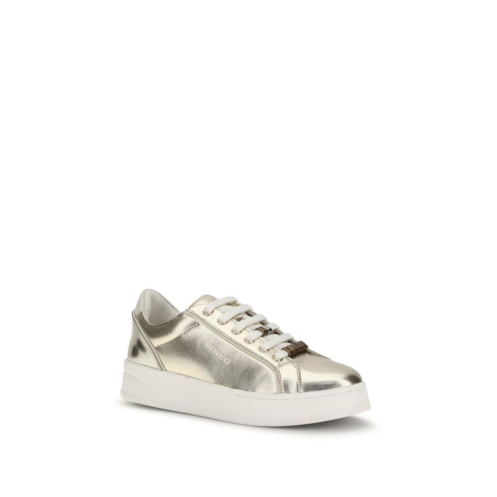 PINKO Sample Sale PINKO Gold Calf Leather Bos Taurus Platform Sneakers - | Designer outlet
