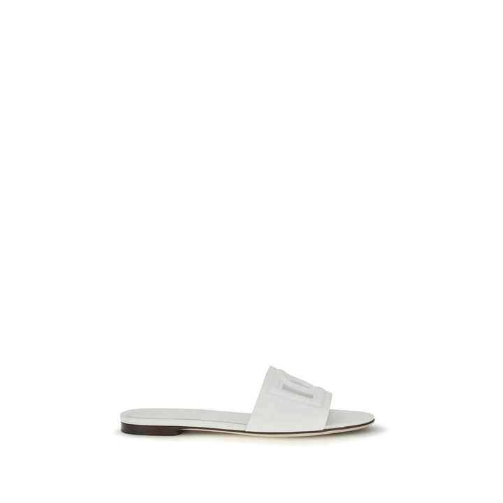 Dolce &amp; Gabbana Sample Sale Dolce &amp; Gabbana White Calf Leather Bos Taurus Flat Sandals - | Designer outlet