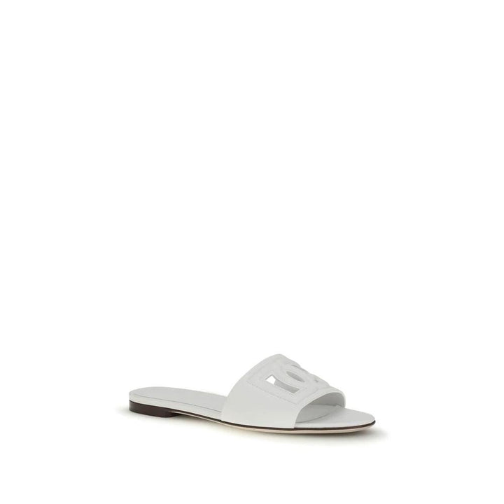 Dolce &amp; Gabbana Sample Sale Dolce &amp; Gabbana White Calf Leather Bos Taurus Flat Sandals - | Designer outlet