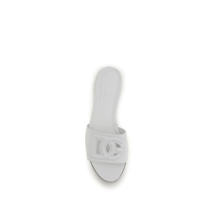 Dolce &amp; Gabbana Sample Sale Dolce &amp; Gabbana White Calf Leather Bos Taurus Flat Sandals - | Designer outlet