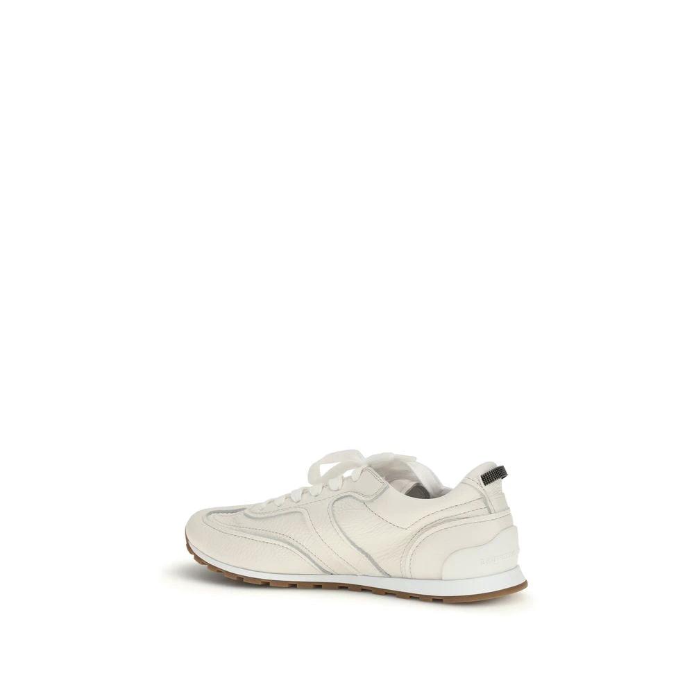 Brunello Cucinelli Sample Sale Brunello Cucinelli White Calf Leather Bos Taurus Low Top Sneakers - | Designer outlet