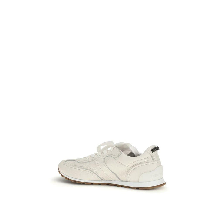 Brunello Cucinelli Sample Sale Brunello Cucinelli White Calf Leather Bos Taurus Low Top Sneakers - | Designer outlet