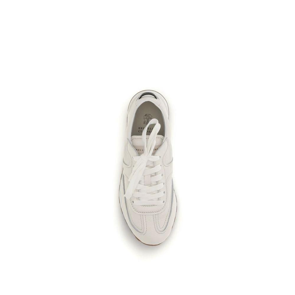 Brunello Cucinelli Sample Sale Brunello Cucinelli White Calf Leather Bos Taurus Low Top Sneakers - | Designer outlet