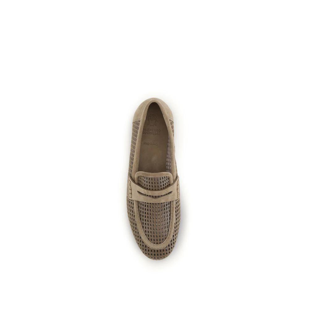 Brunello Cucinelli Sample Sale Brunello Cucinelli Beige Calf Leather Bos Taurus Slip-On Loafers - | Designer outlet