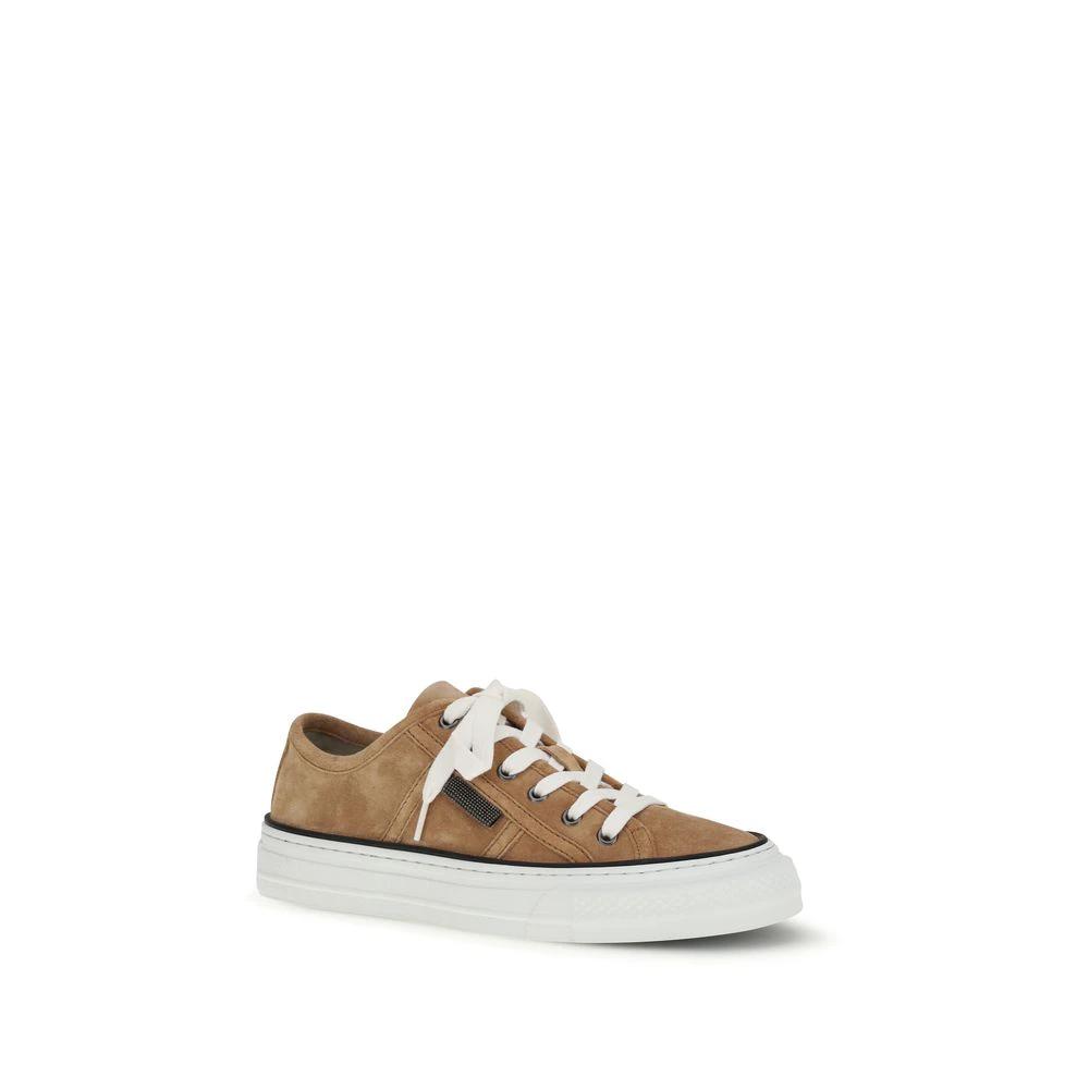 Brunello Cucinelli Sample Sale Brunello Cucinelli Beige Calf Leather Bos Taurus Low Top Sneakers - | Designer outlet