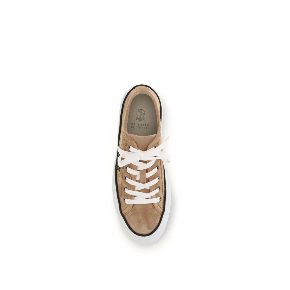 Brunello Cucinelli Sample Sale Brunello Cucinelli Beige Calf Leather Bos Taurus Low Top Sneakers - | Designer outlet