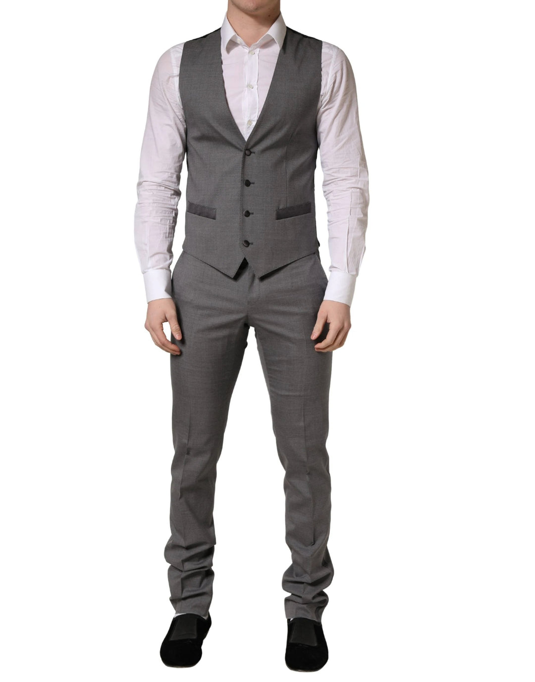 Dolce &amp; Gabbana Sample Sale Dolce &amp; Gabbana Gray Wool Single Breasted 1 Button 3PC Suit - | Designer outlet