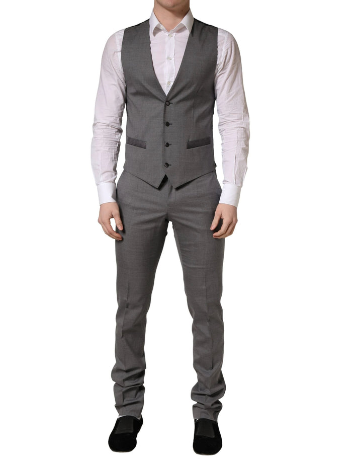 Dolce &amp; Gabbana Sample Sale Dolce &amp; Gabbana Gray Wool Single Breasted 1 Button 3PC Suit - | Designer outlet