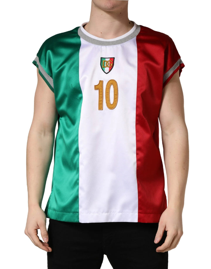 Dolce &amp; Gabbana Sample Sale Dolce &amp; Gabbana Multicolor Italia DG Logo Satin Tank T-shirt - | Designer outlet