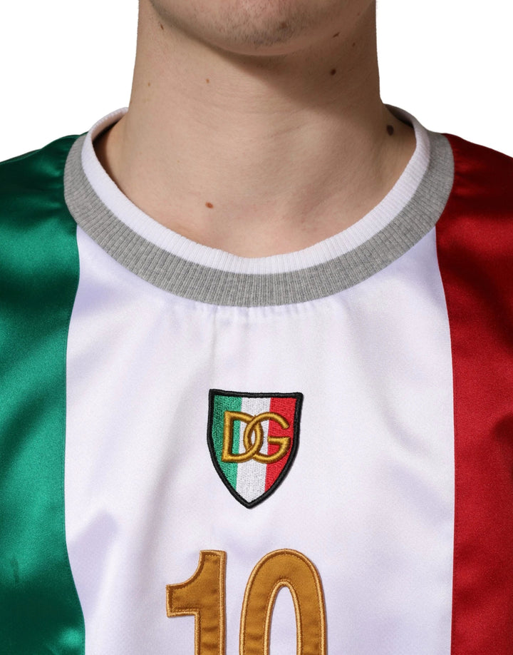 Dolce &amp; Gabbana Sample Sale Dolce &amp; Gabbana Multicolor Italia DG Logo Satin Tank T-shirt - | Designer outlet