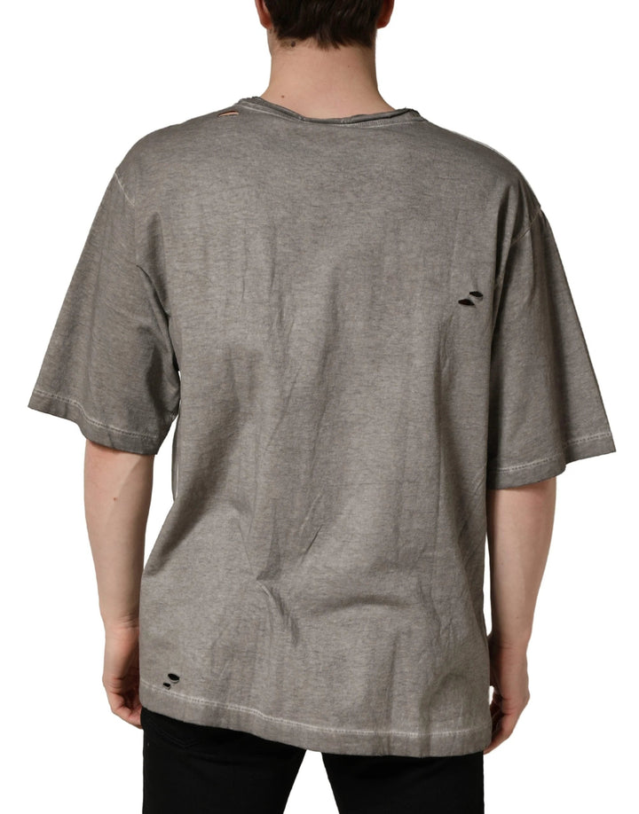 Dolce &amp; Gabbana Sample Sale Dolce &amp; Gabbana Gray DG Logo Print Cotton Round Neck T-shirt - | Designer outlet
