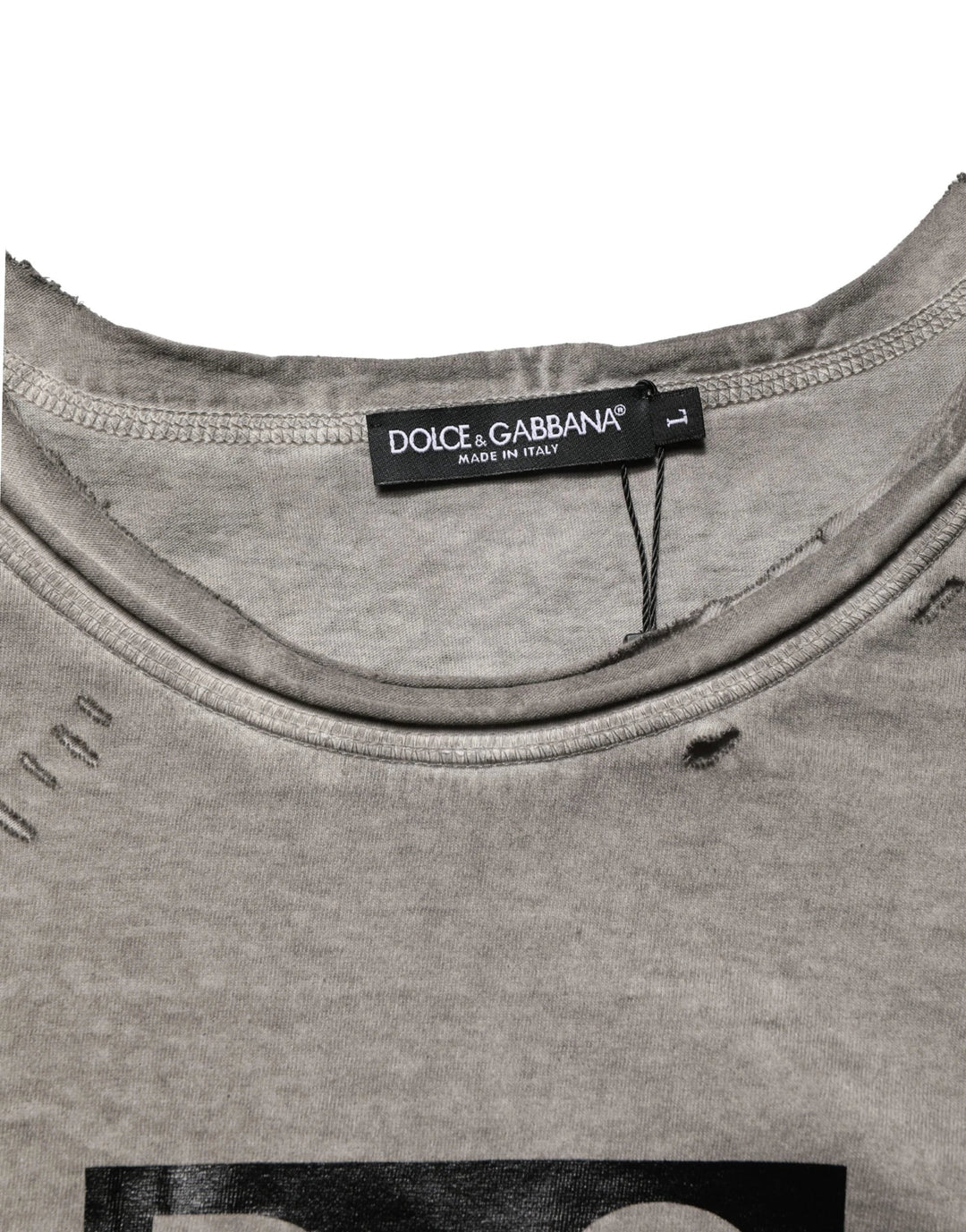 Dolce &amp; Gabbana Sample Sale Dolce &amp; Gabbana Gray DG Logo Print Cotton Round Neck T-shirt - | Designer outlet