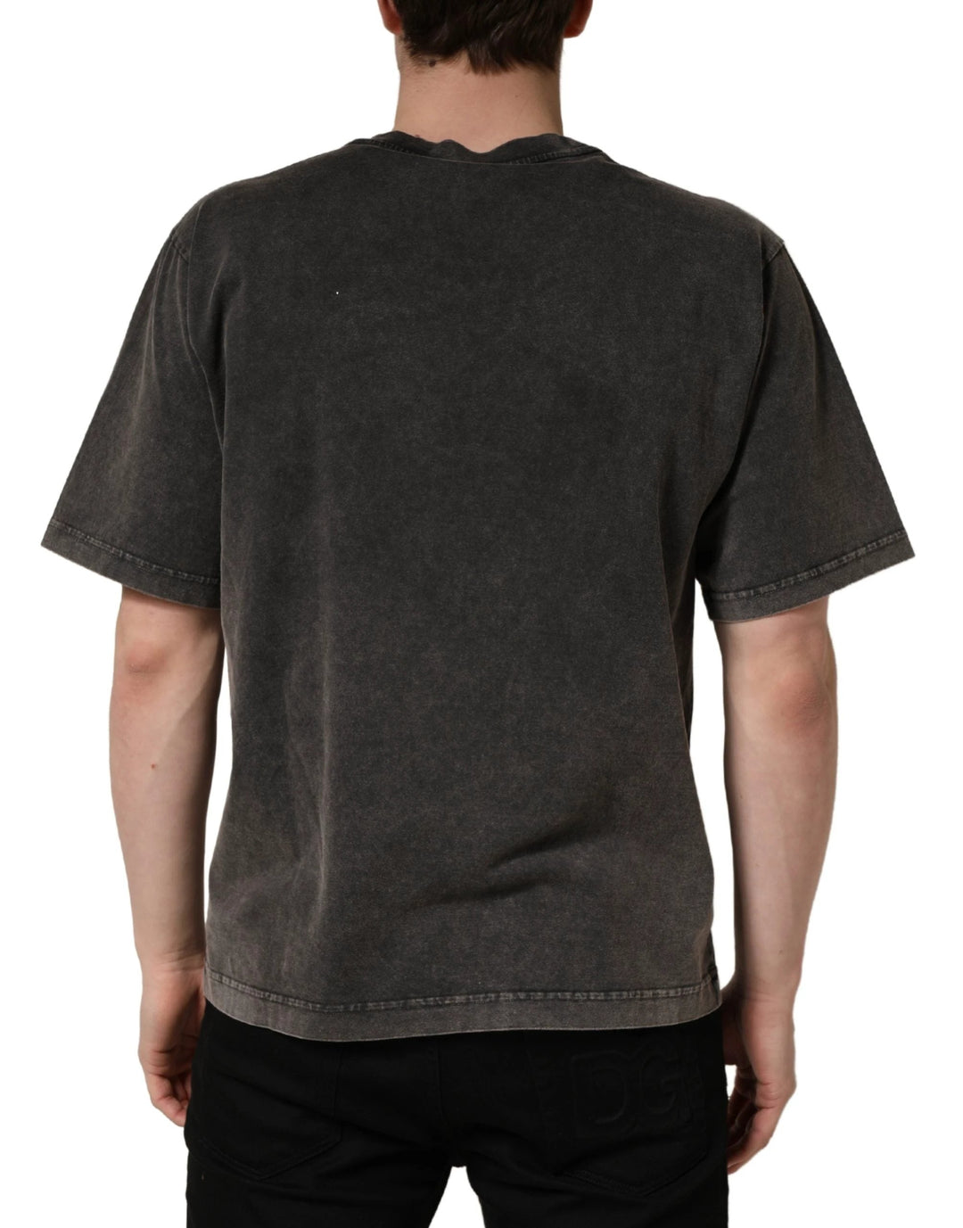Dolce &amp; Gabbana Sample Sale Dolce &amp; Gabbana Gray Logo Embellished Men Crew Neck T-shirt - | Designer outlet