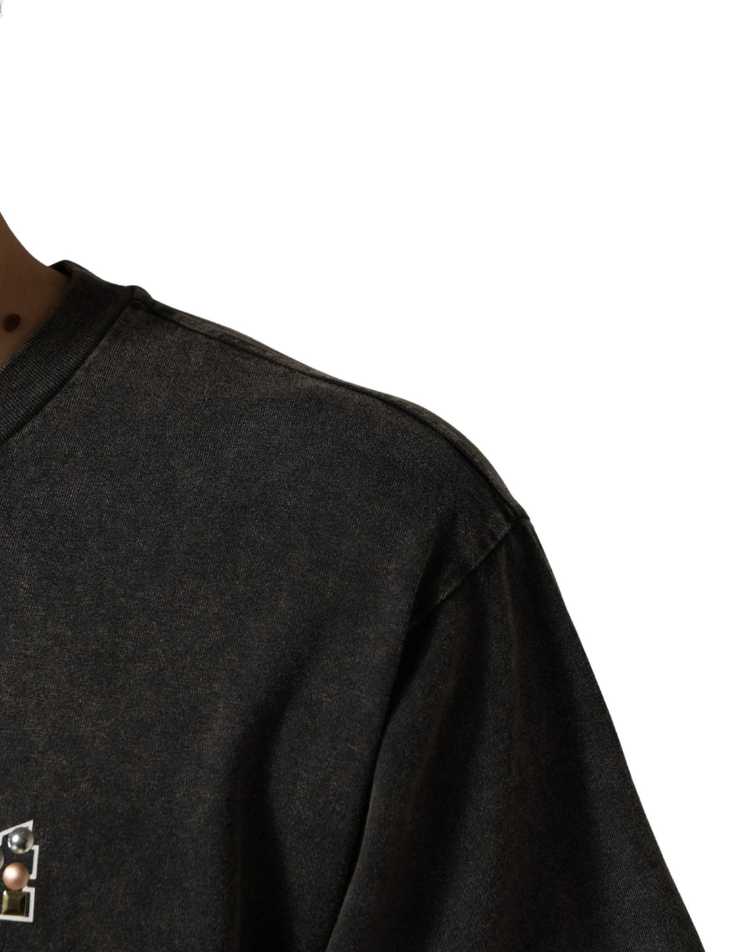Dolce &amp; Gabbana Sample Sale Dolce &amp; Gabbana Gray Logo Embellished Men Crew Neck T-shirt - | Designer outlet