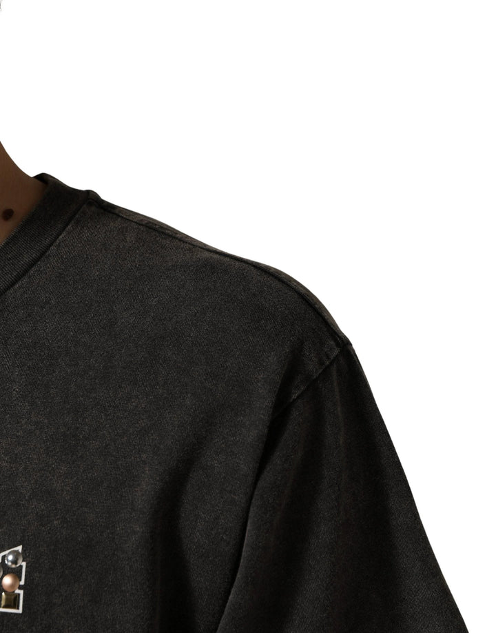 Dolce &amp; Gabbana Sample Sale Dolce &amp; Gabbana Gray Logo Embellished Men Crew Neck T-shirt - | Designer outlet