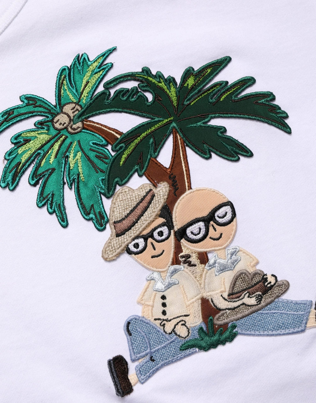 Dolce &amp; Gabbana Sample Sale Dolce &amp; Gabbana White Palm Embroidered Men Crew Neck T-shirt - | Designer outlet
