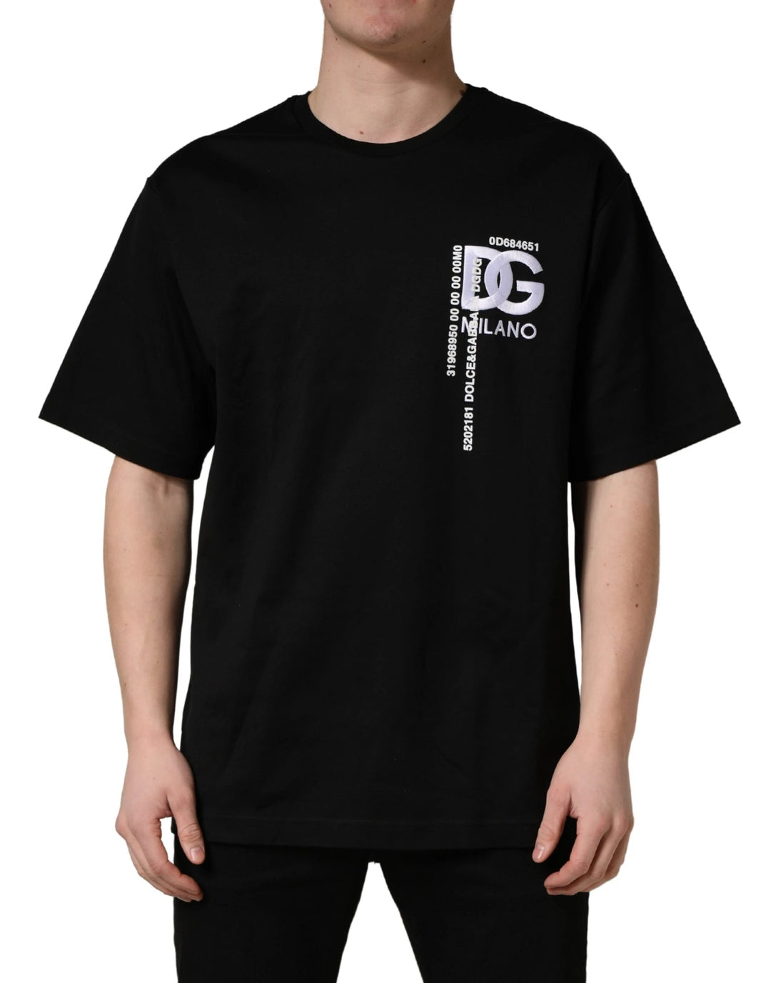 Dolce &amp; Gabbana Sample Sale Dolce &amp; Gabbana Black Logo Embroidered Men Crew Neck T-shirt - | Designer outlet