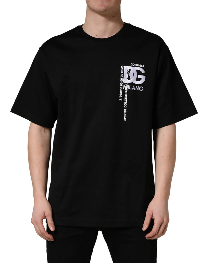 Dolce &amp; Gabbana Sample Sale Dolce &amp; Gabbana Black Logo Embroidered Men Crew Neck T-shirt - | Designer outlet