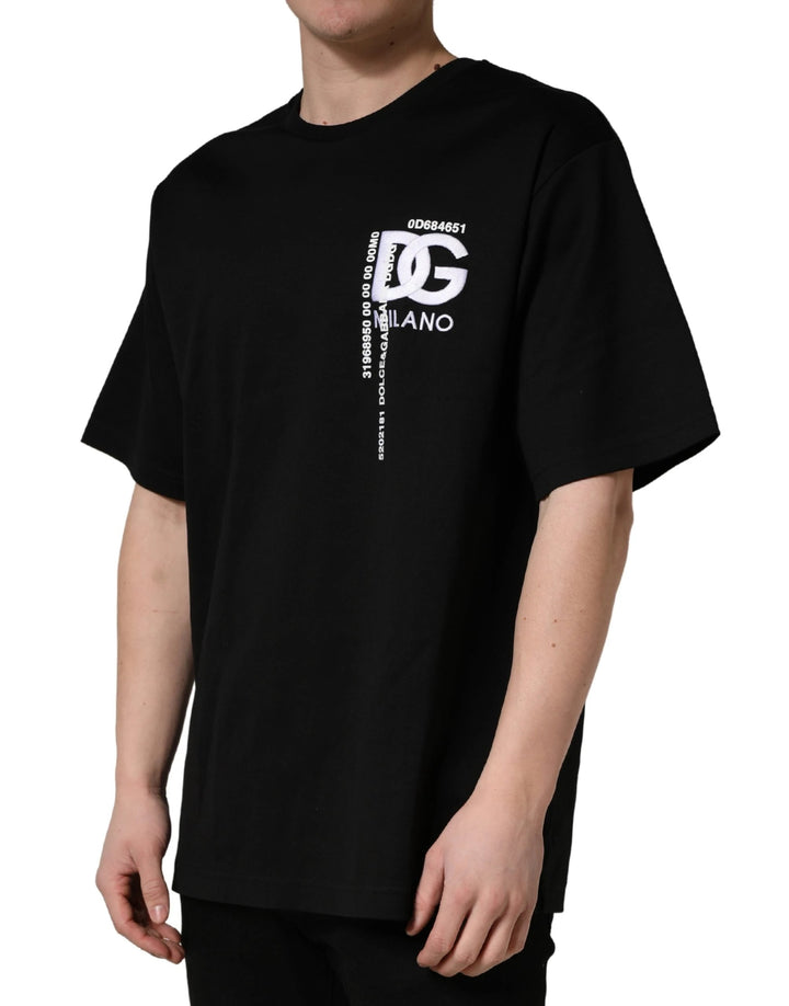 Dolce &amp; Gabbana Sample Sale Dolce &amp; Gabbana Black Logo Embroidered Men Crew Neck T-shirt - | Designer outlet