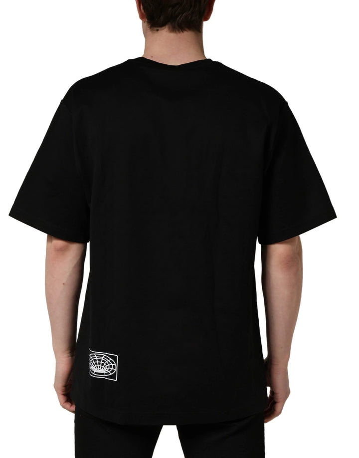 Dolce &amp; Gabbana Sample Sale Dolce &amp; Gabbana Black Logo Embroidered Men Crew Neck T-shirt - | Designer outlet