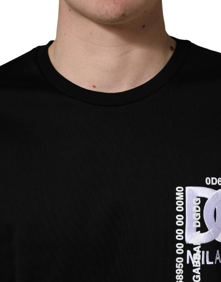 Dolce &amp; Gabbana Sample Sale Dolce &amp; Gabbana Black Logo Embroidered Men Crew Neck T-shirt - | Designer outlet