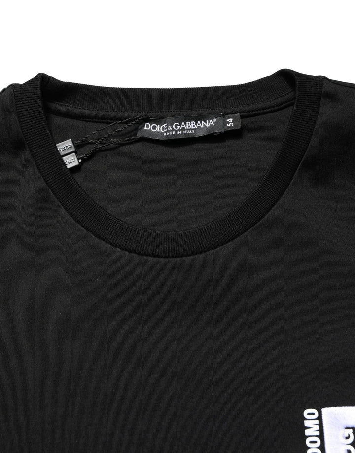 Dolce &amp; Gabbana Sample Sale Dolce &amp; Gabbana Black Logo Embroidered Men Crew Neck T-shirt - | Designer outlet