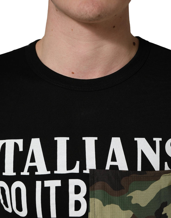 Dolce &amp; Gabbana Sample Sale Dolce &amp; Gabbana Black Italians Do It Better Camo Pocket Men T-shirt - | Designer outlet