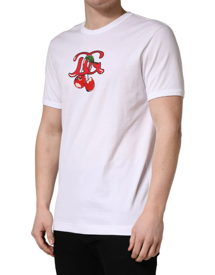 Dolce &amp; Gabbana Sample Sale Dolce &amp; Gabbana White DG Cherries Cotton Crew Neck T-shirt - | Designer outlet