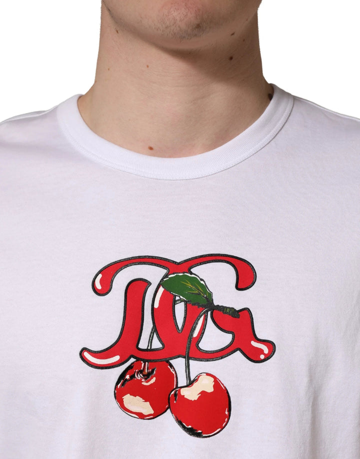 Dolce &amp; Gabbana Sample Sale Dolce &amp; Gabbana White DG Cherries Cotton Crew Neck T-shirt - | Designer outlet