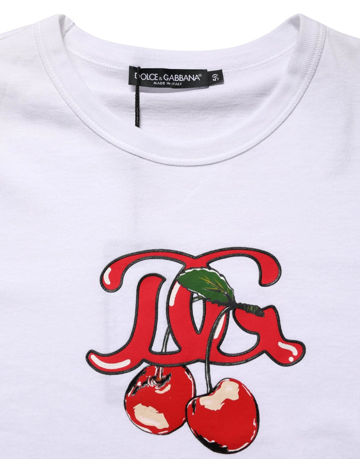 Dolce &amp; Gabbana Sample Sale Dolce &amp; Gabbana White DG Cherries Cotton Crew Neck T-shirt - | Designer outlet