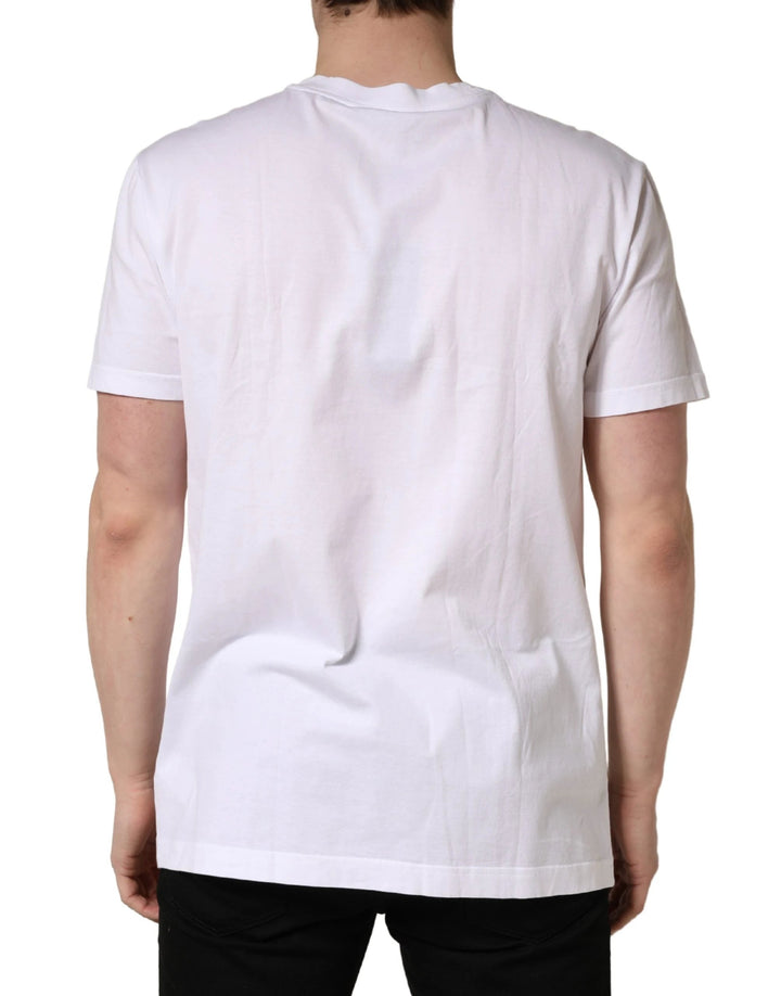 Dolce &amp; Gabbana Sample Sale Dolce &amp; Gabbana White Barcode Cotton Crew Neck Men T-shirt - | Designer outlet